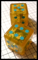 Dice : Dice - 6D - Light up Dice Yellow with Blue Pips - SK Collection Buy Nov 2010